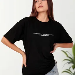 Untamed Clothing Women Typography Printed Round Neck Cotton Relaxed Fit T-shirt-picture-27