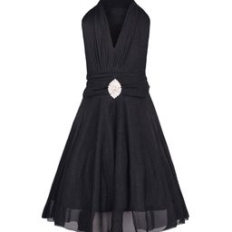 Aarika Girls Black Self-Design A-Line Dress-12