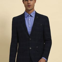 Cantabil Smart Fit Checked Notched Lapel Long Sleeve Single Breasted Blazer-image-89