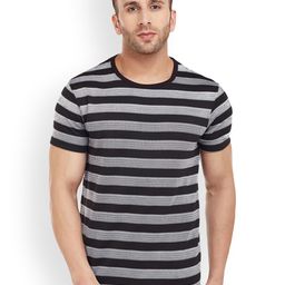 VIMAL Men Black Striped Round Neck T-shirt-image-21