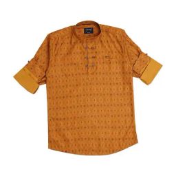 Cavio Kids Yellow Cotton Printed Full Sleeves Shirt-image-76