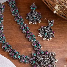 Teejh Ethnic Ridhi Multi Temple Work Necklace Set for Women-image-40