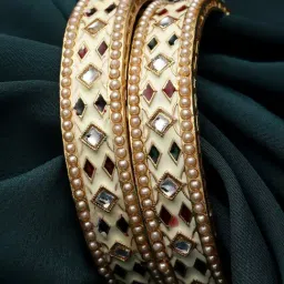 Karatcart Gold-Plated White Meena Bangles Women - Set of 2-image-64