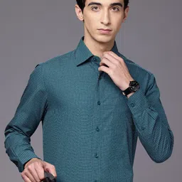 Louis Philippe Pure Cotton Geometric Printed Classic Fit Formal Shirt-image-93