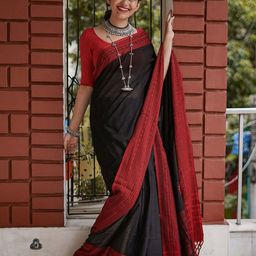 ZILVIRA Woven Designed Pure Linen Saree-image-68