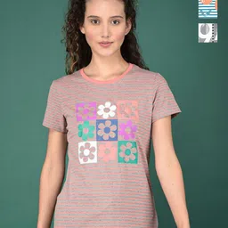 Dollar Pack Of 3 Women Graphic Printed Round Neck Cotton T-shirts-image-47