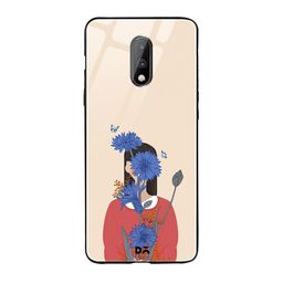 DailyObjects Cream-Coloured & Red Cornflower Blue Blooms OnePlus 7 Glass Case-28