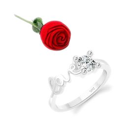 Vighnaharta Rhodium-Plated CZ-Stone Studded Love Design Finger Ring With Rose Box-image-74