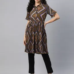 Nayam By Lakshita Modal Shirt Collar Printed Tunic-image-90