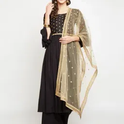 Studio Rasa Beige Embellished Dupatta-image-6