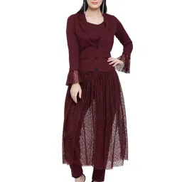 Office & You Maroon Lace Jacket-picture-18