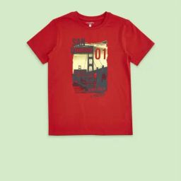 Pantaloons Junior Red Cotton Printed T-Shirt-image-82