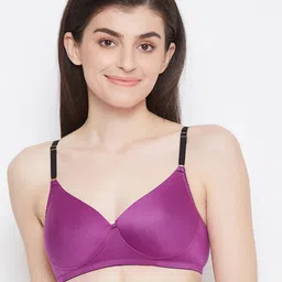 Clovia Women Purple & Black Solid Non-Wired Lightly-Padded T-Shirt Bra BR1644R12-image-27