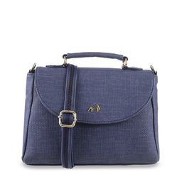 Metro Blue Textured PU Swagger Handheld Bag with Tasselled-image-9