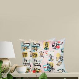 Sivya Multicoloured Set of 2 Quirky Square Cushion Covers-15