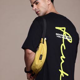 FCUK Brand Logo Printed Drop-Shoulder Sleeves Oversized Pure Cotton T-shirt-image-50