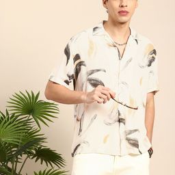 Mast & Harbour Men Slim Fit Printed Cuban Collar Casual Shirt-image-93