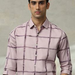 Mufti Men Checked Spread Collar Cotton Casual Shirt-image-84