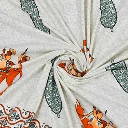 BED-SHEET.COM Grey & Red Ethnic Motifs 144 TC King Bedsheet with 2 Pillow Covers image 4
