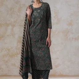 Moara Women Paisley Embroidered Regular Mirror Work Pure Cotton Kurta with Trousers & With Dupatta-picture-25