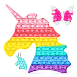 FunBlast Jumbo Unicorn with Butterfly & 1 Keychain Pop it Bubble Silicon Fidget Toys Big Size Pack of 3 - Multicolor-9