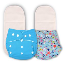 Deedry Reusable Cloth Diapers With Insert Pack of 2 - Blue White-15
