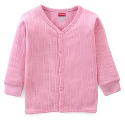 Babyhug Cotton Full Sleeves Thermal Vest Solid Colour - Pink-image-26