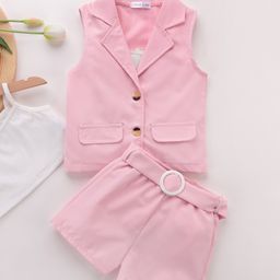 Mark & Mia Sleeveless Party Jacket with Shorts & Inner Top - Pink-image-58