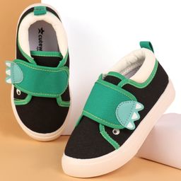 Cute Walk by Babyhug Slip On Casual Shoes with Velcro Closure - Black & Green-image-52
