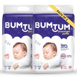 Bumtum Overnight Diaper Pants with Chamomile Microbial Layer Leak Protection & Rash Control Pack of 2 Small - 96 Pieces-27