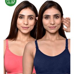 Inner Sense Organic Cotton Pack Of 2 Solid Antimicrobial Soft Feeding Bras - Multi Colour-image-53