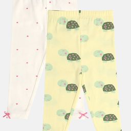MINI KLUB Cotton Pack Of 2 Polka Dots & Tortoise Printed Leggings - Pink & Yellow-image-61