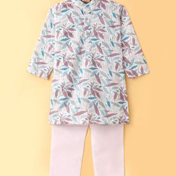 Ridokidz Full Sleeves Leaves Printed Kurta & Pyjama Set - Multi Colour-image-85