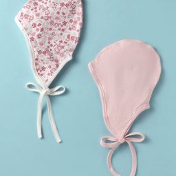 Ben Benny Interlock Knit Tie Knot Caps with Floral Print Pack of 2 Pink - Diameter 12.5 cm-8