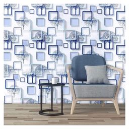 JAAMSO ROYALS Blue & White Tree PVC Vinyl Home Decor Wallpaper (500cm x 45cm)-image-92