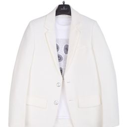 Charchit Cotton Blend Woven Full Sleeves Solid Blazer With Games Printed Tee Set - White-image-31