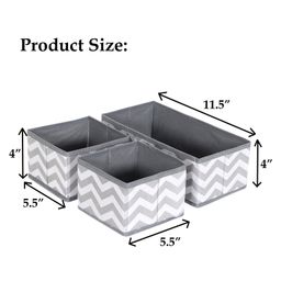 House of Quirk Standard Rectangular Storage Box Containers Divider with Drawers Pack of 3 -Grey image 2