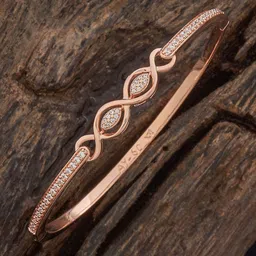 Kushal's Fashion Jewellery White Rose Gold-Plated Party Zircon Kada Bangle-image-56