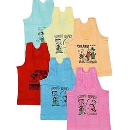 TINY HANDS Infants Pack Of 6 Printed Cotton Jhabla Vests TINY_-_luckshay_boys_vest_6_no45-16