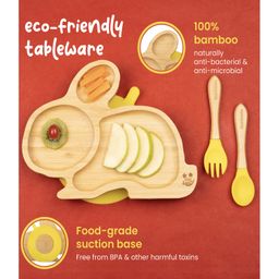 Starkiddo Rabbit Bamboo Suction Plate and Learning Weaning Set - Yellow image 5