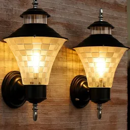 KINIS Black & Transparent 2 Pieces Abstract Shaped Wall Lamp With Bulb-12