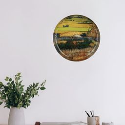 Homspurts Green & Grey Printed Vincent Van Gogh Metal Hanging Wall Plate-48