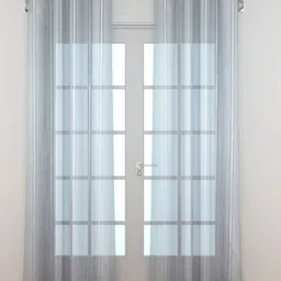 Home Centre Blue Set of 2 Striped Sheer Door Curtain-55