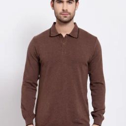 Kalt Men Full Sleeves Polo Collar Cotton T-Shirt-image-84