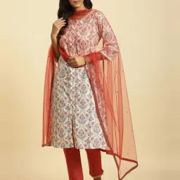 W Red Plain Dupatta image 1