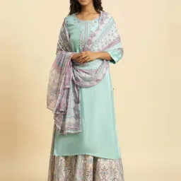 W Off-White Printed Dupatta image 1