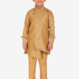 Pro-Ethic Style Developer Kids Beige Printed Full Sleeves Kurta with Pyjamas-image-86