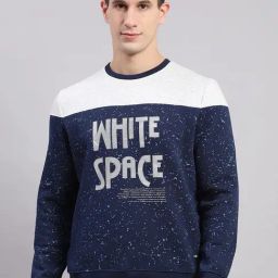 Monte Carlo Blue & White Regular Fit Printed Sweatshirt-image-83