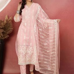 Anouk Women Ethnic Motifs Embroidered Cotton Kurta with Trousers & Dupatta-26