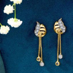 P.N.Gadgil Jewellers 22KT (916) BSI Gold Serene Swirls Dangler Earring for Women-image-37